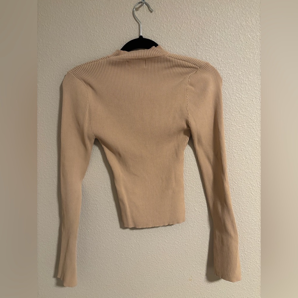 Dissh tan long sleeve ribbed mock neck top - Picture 6 of 6
